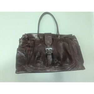 Mia London Italian Leather Satchel Brown Large Tote Handbag Top Grain Leather